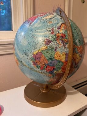 Vintage-Style Blue Globe with Gold Stand - Decorative World Accent Replogle